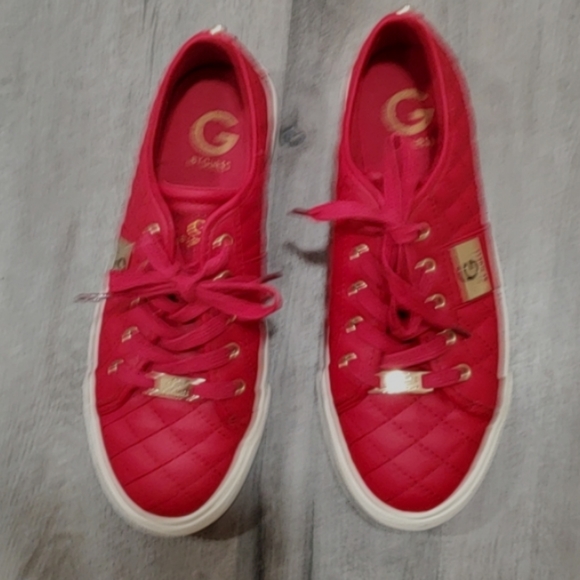 G by Guess los Angeles Backer  red quilted lace up sneakers - Picture 4 of 10